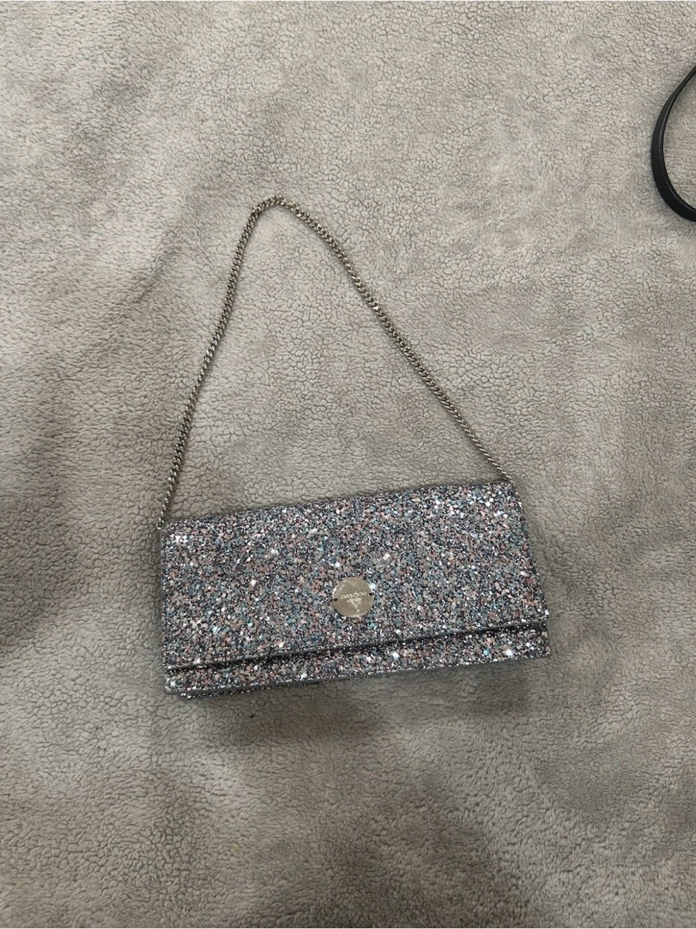 Jimmy Choo Glitter Clutch in Silver Multitone
